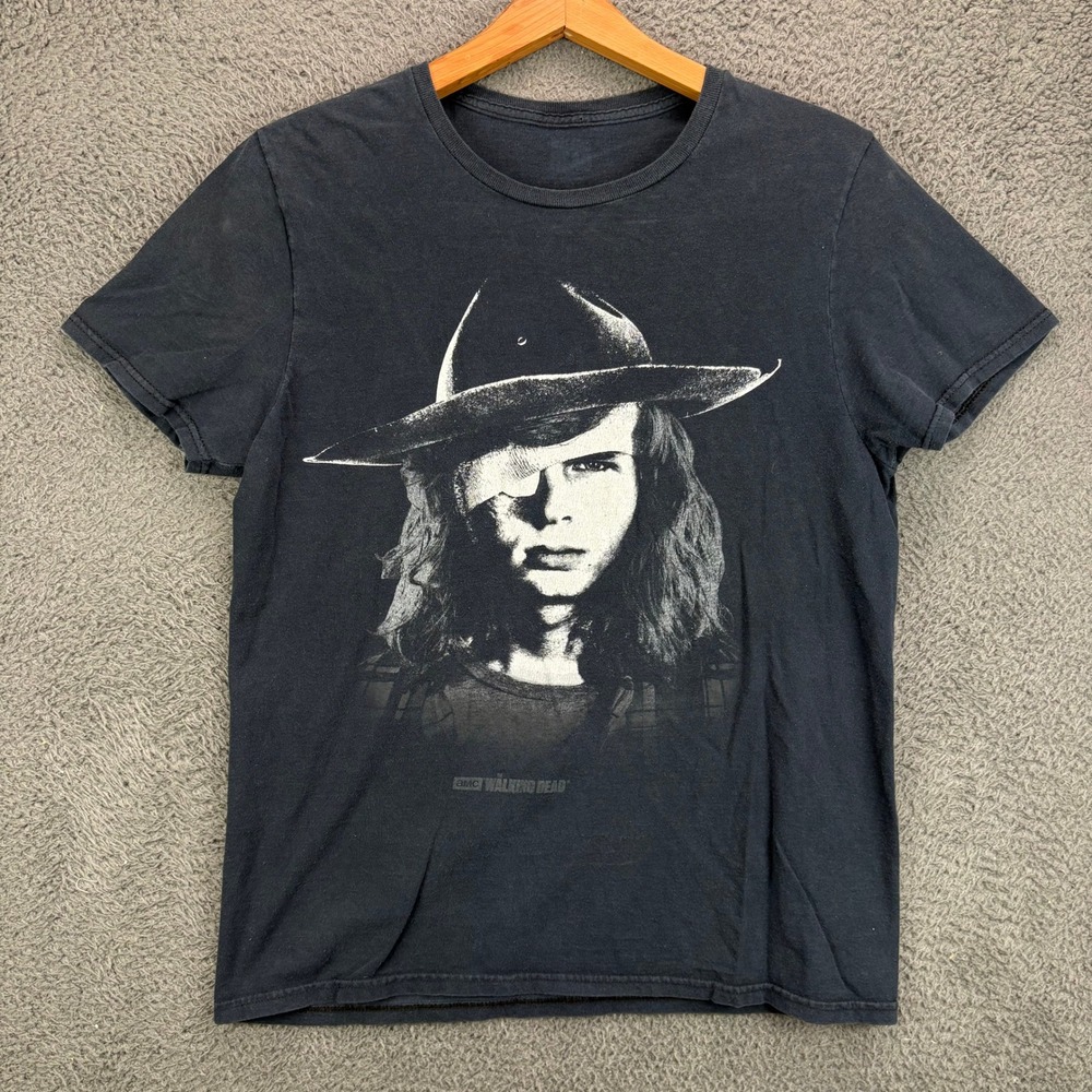 The Walking Dead Carl Grimes Eye Patch Graphic T-Shirt Mens Black AMC Tee